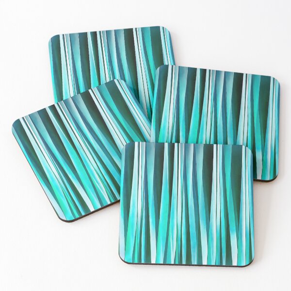 Item preview, Uneven Artistic Vertical Stripes Turquoise Hues  designed and sold by taiche.
