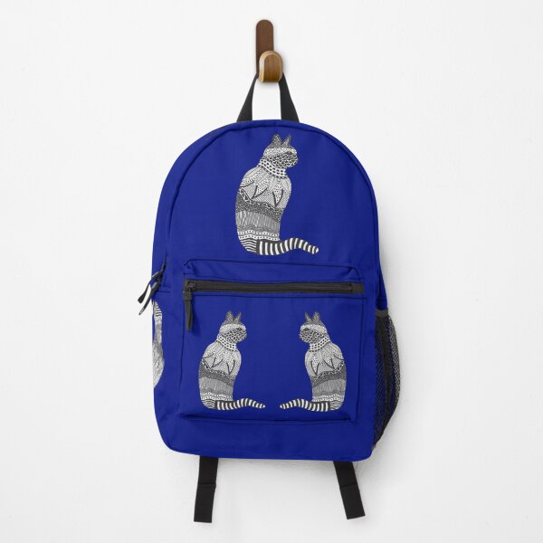 Item preview, Black and White Cat Design on Blue Background designed and sold by Jan Palmer.