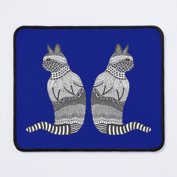 Item preview, Black and White Cat Design on Blue Background designed and sold by Jan Palmer.