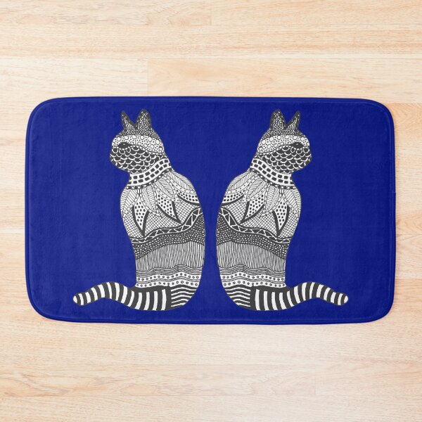 Item preview, Black and White Cat Design on Blue Background designed and sold by Jan Palmer.