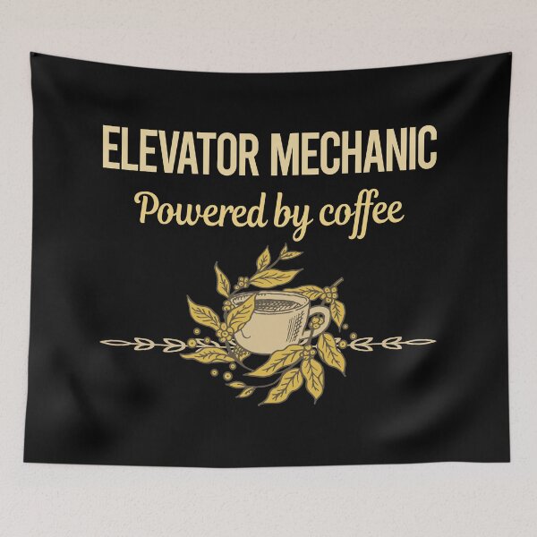 Item preview, Powered By Coffee Elevator Mechanic designed and sold by trinayolkcelia.