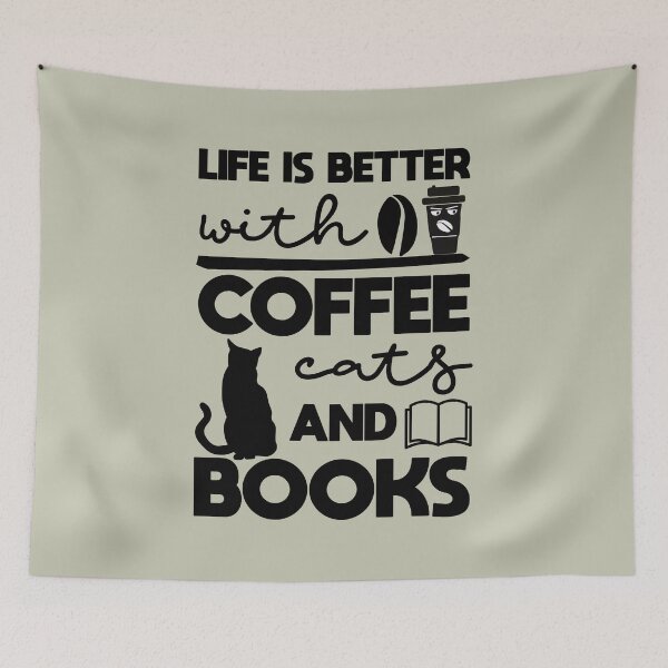 Item preview, "Life Is Better With Coffee Cats And Books_ books lovers_ coffee lover" designed and sold by adarth.