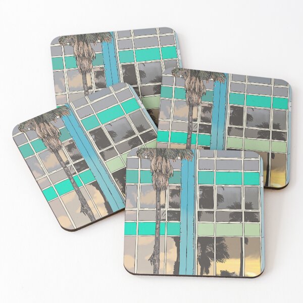 Item preview, Reflection of California palm tree on a window at sunset in Tel Aviv designed and sold by NaliniLe.