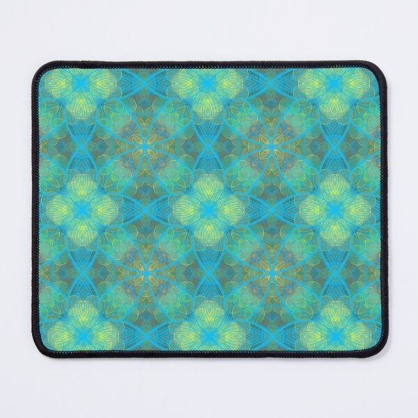 Item preview, Plethora of green and yellow circles, unique hand drawn flower and leaf, geometric repeating pattern - WelshDesigns designed and sold by welshdesigns.