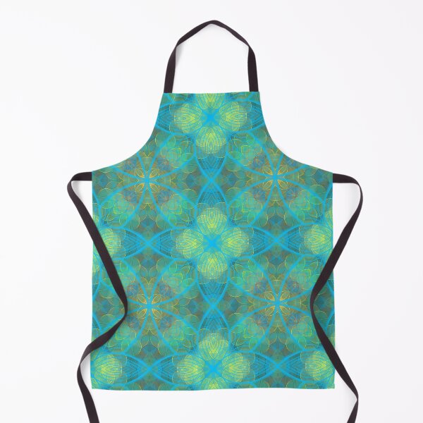 Item preview, Plethora of green and yellow circles, unique hand drawn flower and leaf, geometric repeating pattern - WelshDesigns designed and sold by welshdesigns.