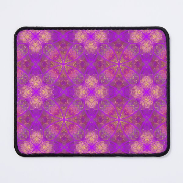 Item preview, Plethora of green and yellow circles, purple background, unique hand drawn flower and leaf, geometric repeating pattern - WelshDesigns designed and sold by welshdesigns.