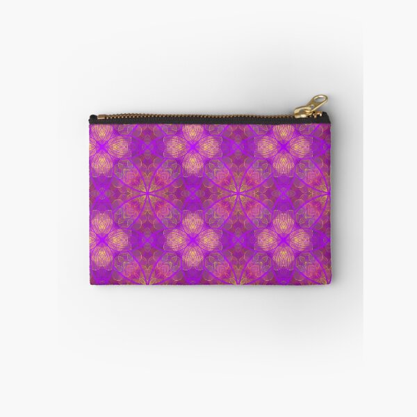 Item preview, Plethora of green and yellow circles, purple background, unique hand drawn flower and leaf, geometric repeating pattern - WelshDesigns designed and sold by welshdesigns.