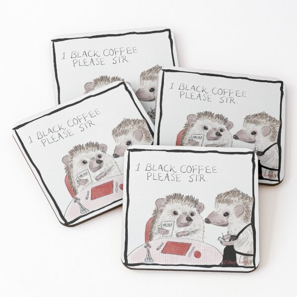 Item preview, Hedgehog - “one black coffee please” designed and sold by SmelDraws.