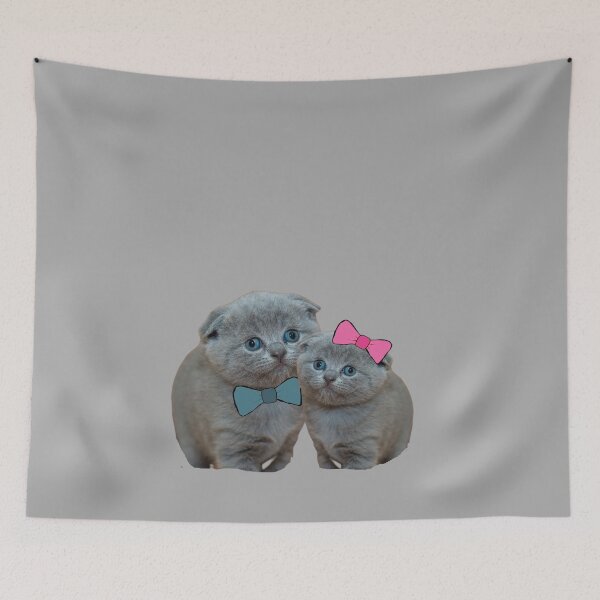 Item preview, A British Short Hair Cat with a Blue and Pink Bow, Gift for The Catlover designed and sold by DiensDesign.