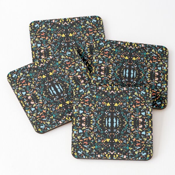 Item preview, colorful abstract terrazzo black granite pattern  designed and sold by Randa Ranmania.