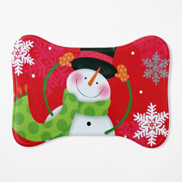 Happy Snowman Dog Mat