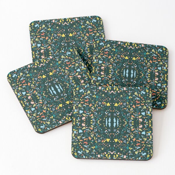 Item preview, colorful abstract terrazzo dark green blue granite pattern  designed and sold by Randa Ranmania.
