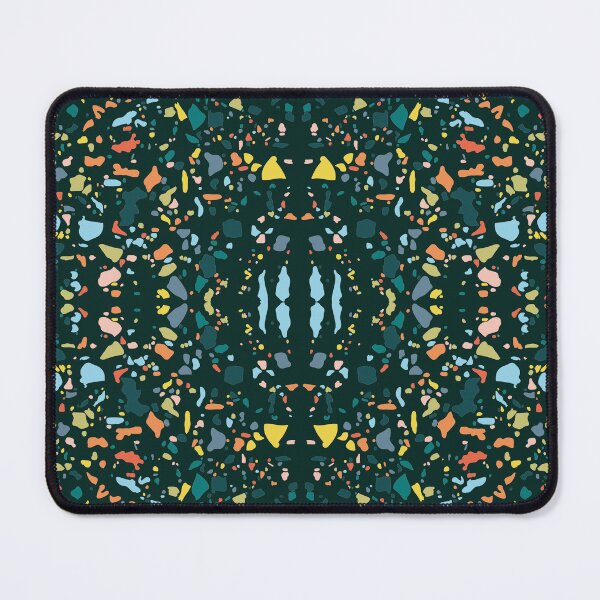 Item preview, colorful abstract terrazzo dark green blue granite pattern  designed and sold by Randa Ranmania.