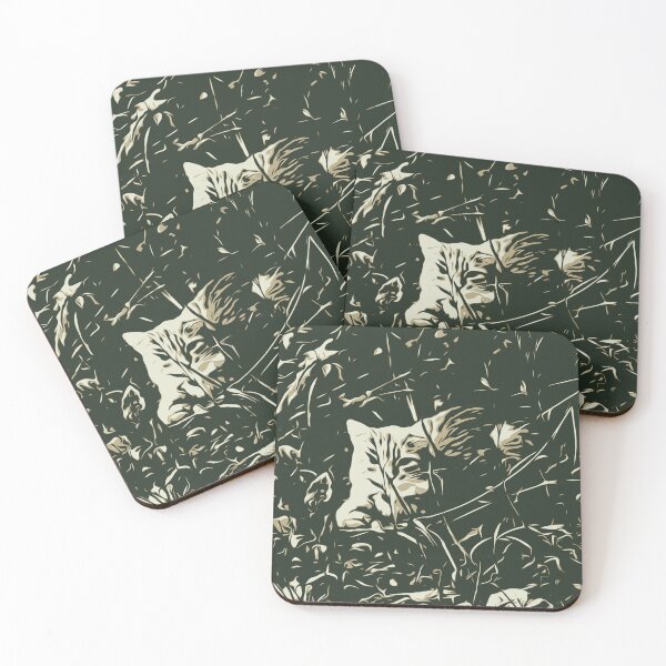 Item preview, Abstract image of a cat in the grass designed and sold by EvgeniiV.