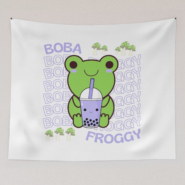 Item preview, Cute Cartoon Kawaii Frog drinking Boba Tea | adorable Boba animals | Kawaii aesthetic | Kawaii Boba Tea Frog | Froggy Boba | Chibi kawaii frog and mushroom designed and sold by Saffire6.