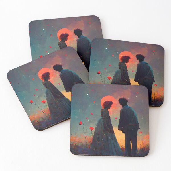 Item preview, Romantic couple stargazing painting designed and sold by GeneratedArt.