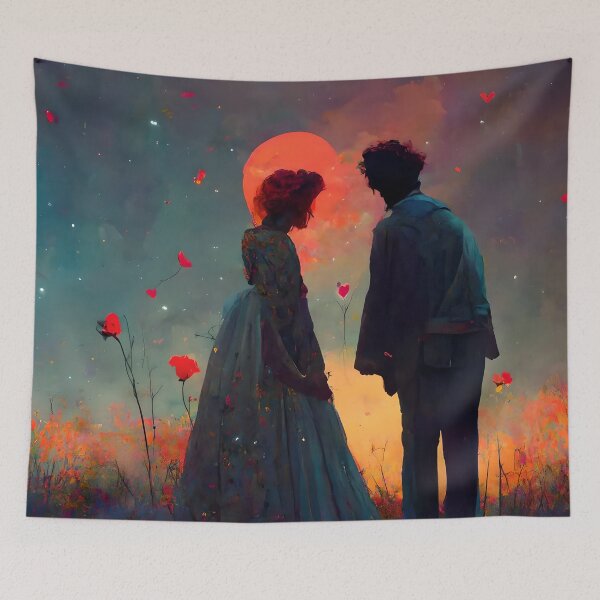 Item preview, Romantic couple stargazing painting designed and sold by GeneratedArt.