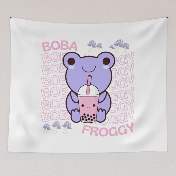 Item preview, Cute Cartoon Kawaii Frog drinking Boba Tea | adorable Boba animals | Kawaii aesthetic | Kawaii Boba Tea Frog | Froggy Boba | Chibi kawaii frog and mushroom designed and sold by Saffire6.