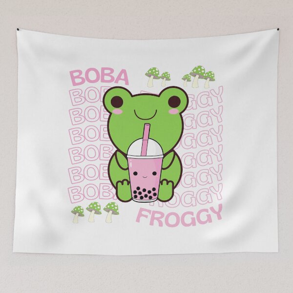 Item preview, Cute Cartoon Kawaii Frog drinking Boba Tea | adorable Boba animals | Kawaii aesthetic | Kawaii Boba Tea Frog | Froggy Boba | Chibi kawaii frog and mushroom designed and sold by Saffire6.