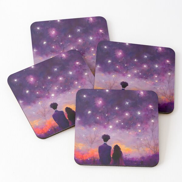 Item preview, Romantic night sky purple painting designed and sold by GeneratedArt.