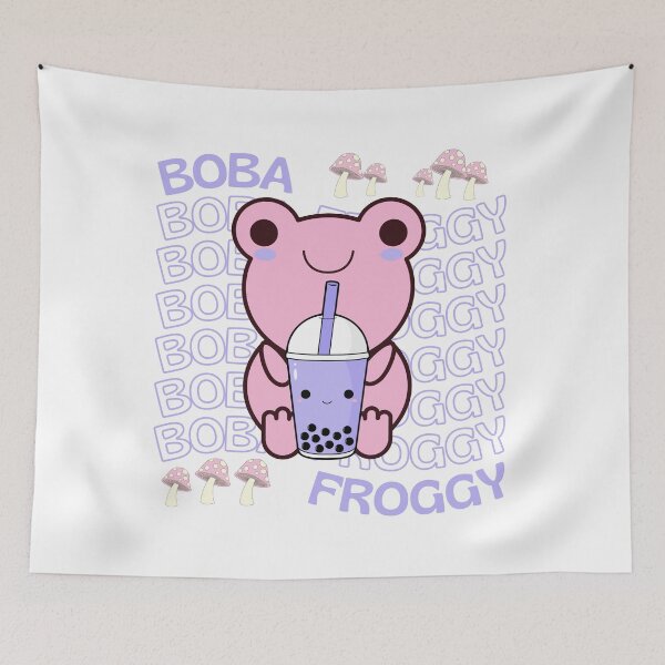 Item preview, Cute Cartoon Kawaii Frog drinking Boba Tea | adorable Boba animals | Kawaii aesthetic | Kawaii Boba Tea Frog | Froggy Boba | Chibi kawaii frog and mushroom designed and sold by Saffire6.
