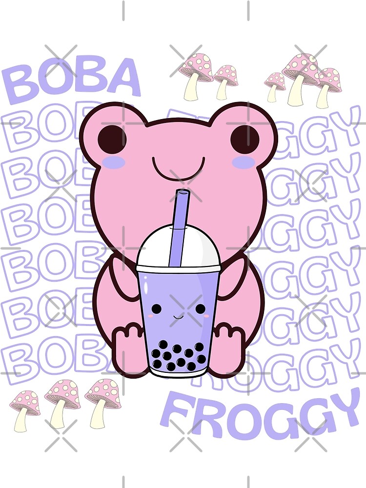 "Cute Cartoon Kawaii Frog drinking Boba Tea adorable Boba animals