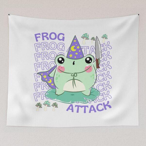 Item preview, Cute Cartoon Kawaii Frog holding knife | adorable knife animals | Japanese Kawaii aesthetic | Kawaii knife Frog | Froggy knife | Chibi kawaii frog and mushrooms designed and sold by Saffire6.