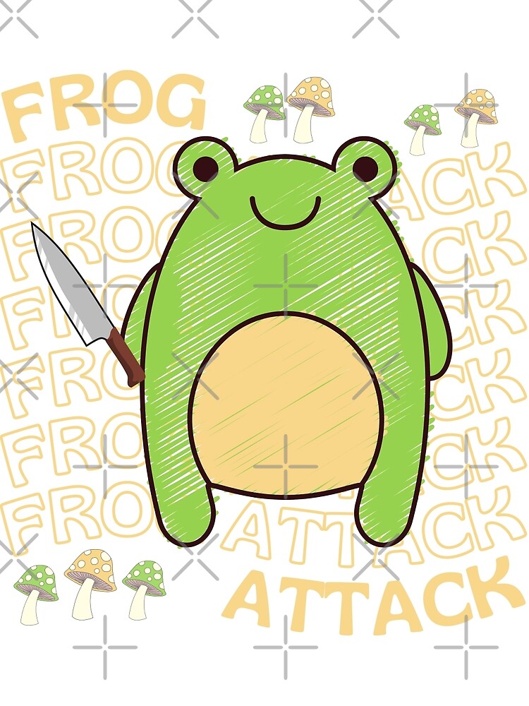 "Cute Cartoon Kawaii Frog holding knife adorable knife animals