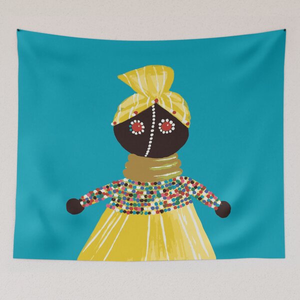 Item preview, Yellow Big Mama - African doll on blue designed and sold by mariam-h.