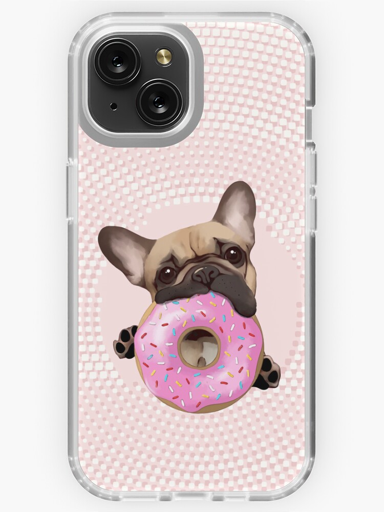 French bulldog lovers sweet frenchie with pink donuts iPhone Case