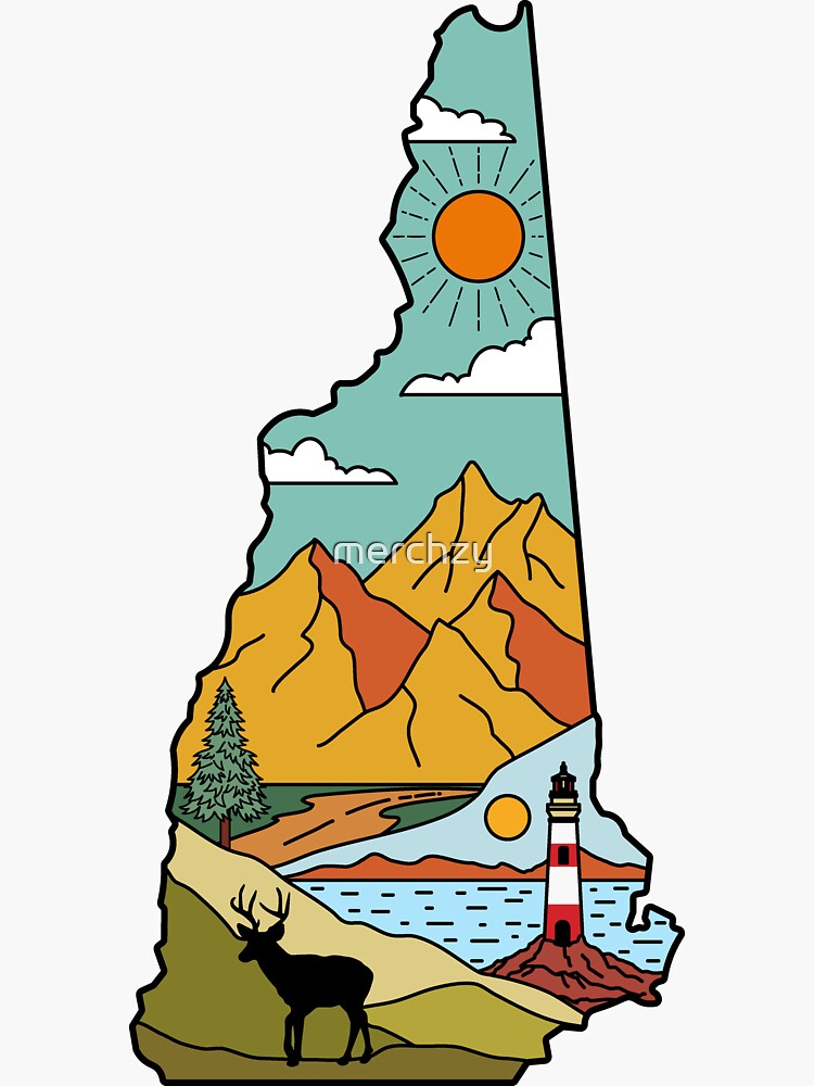 “Retro New Hampshire Map - Lake Winnipesaukee White Mountain Souvenir