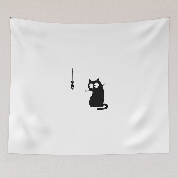 Item preview, black cat, fish, animal designed and sold by AlA2 3MER.