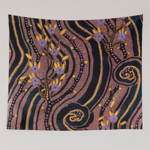 Aperçu de l'œuvre Impression de pochoir à motif de fleurs Art déco dans un style oriental créée et vendue par capotees.