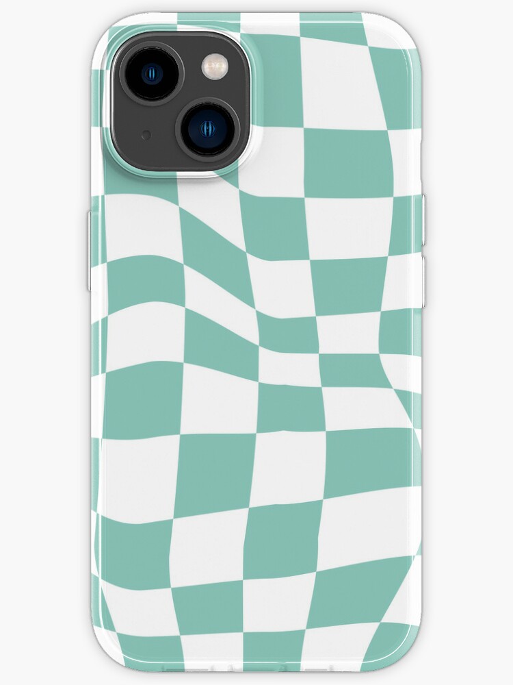 Light Blue Wavy Checkered Phone Case Retro iPhone 14 Case 