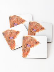 HIGHLAND COW 'PEEKABOO' BY SHIRLEY MACARTHUR Coasters
