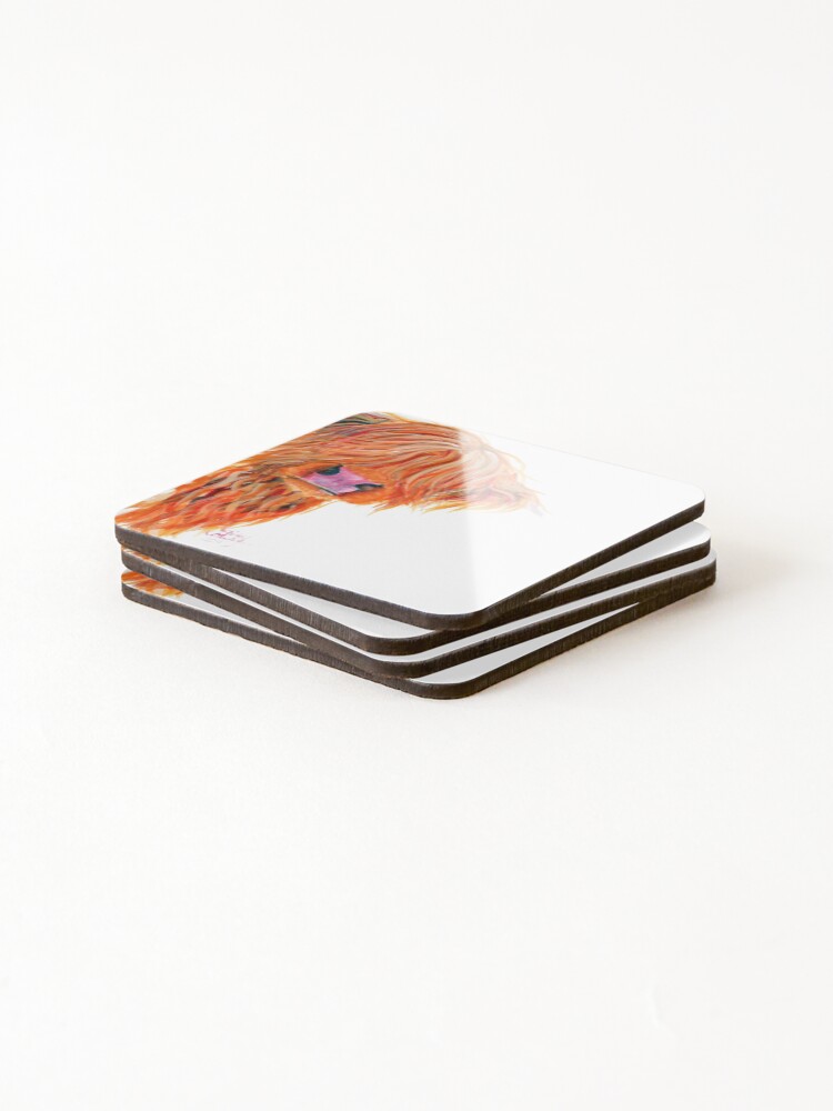 Alternate view of HIGHLAND COW 'PEEKABOO' BY SHIRLEY MACARTHUR Coasters (Set of 4)