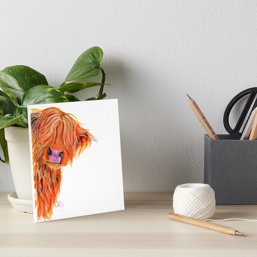 HIGHLAND COW 'PEEKABOO' BY SHIRLEY MACARTHUR Art Board Print