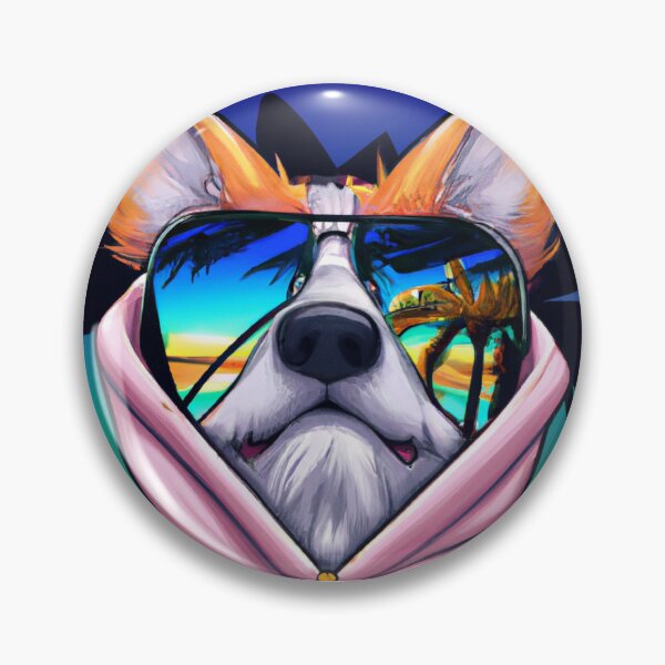 Aperçu de l'œuvre Corgi tropical dans un sweat à capuche créée et vendue par Corgitude Stickers.