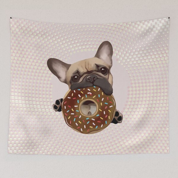Item preview, French bulldog lovers, sweet frenchie with chocolate donuts designed and sold by Collagedream.