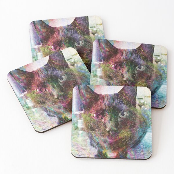 Item preview, Rainbow Black Kitty designed and sold by dabblerscorner.
