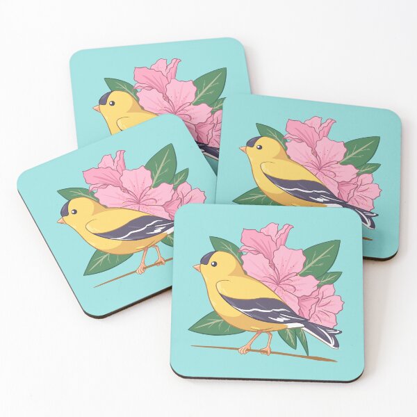 Item preview, Golden Finch and Rhododendron designed and sold by maidacervania.
