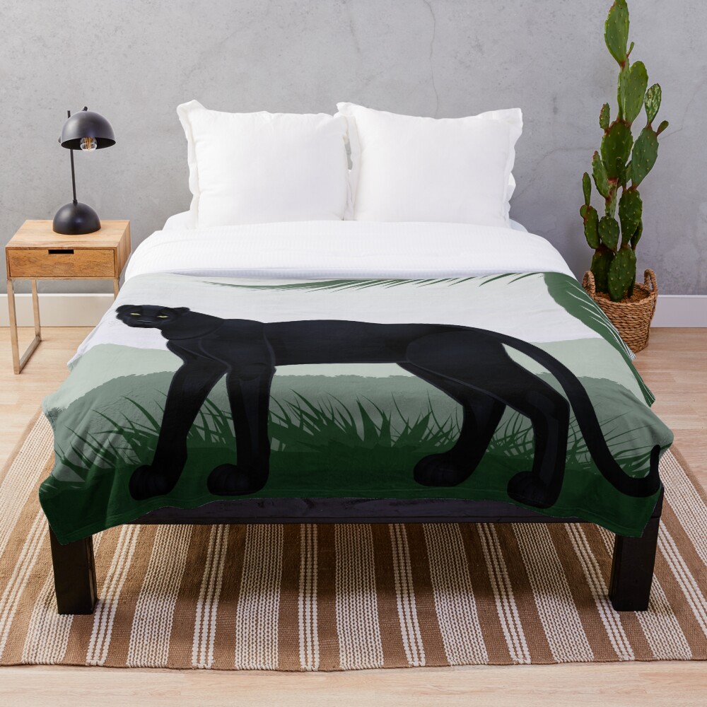 "Black Jungle Panther" Throw Blanket for Sale by FantasyDesigns Redbubble