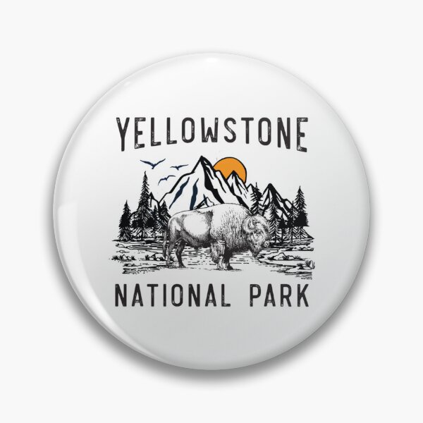 Item preview, Vintage Yellowstone National Park Wyoming Mountains Bison   designed and sold by SoftyPinkyShop.