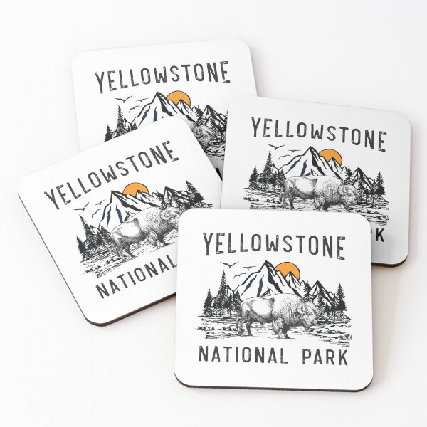 Item preview, Vintage Yellowstone National Park Wyoming Mountains Bison   designed and sold by SoftyPinkyShop.
