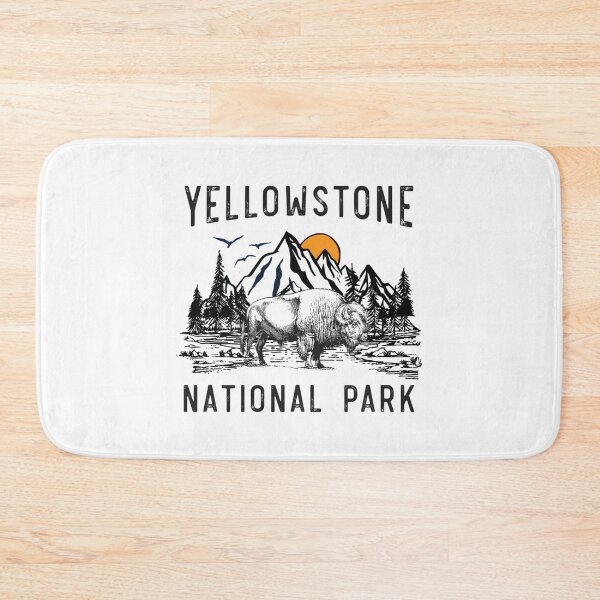 Item preview, Vintage Yellowstone National Park Wyoming Mountains Bison   designed and sold by SoftyPinkyShop.