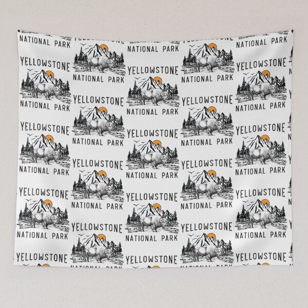 Item preview, Vintage Yellowstone National Park Wyoming Mountains Bison   designed and sold by SoftyPinkyShop.
