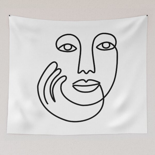 Item preview, Ethnic Woman Face One Line Art Drawing / white designed and sold by SoccaTamam.