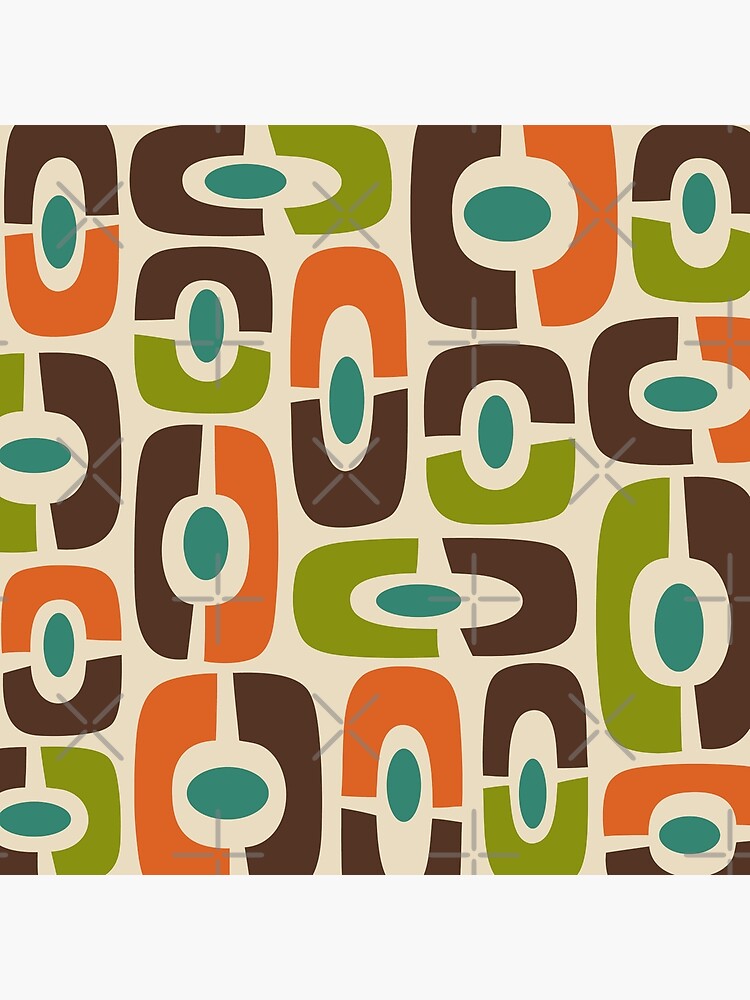 Thumbnail 3 of 3, Throw Pillow, Mid Century Modern Cosmic Abstract Brown Blue Green Orange and Beige designed and sold by tonymagnerart.