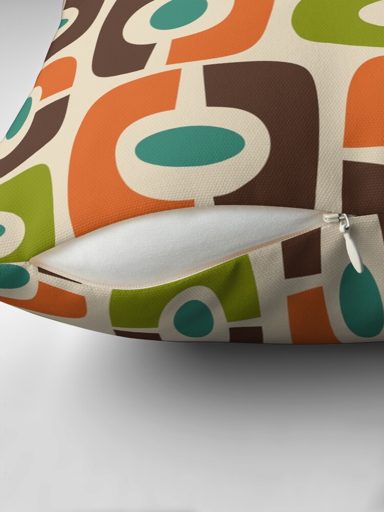 Thumbnail 2 of 4, Pillow, Mid Century Modern Cosmic Abstract Brown Blue Green Orange and Beige designed and sold by tonymagnerart.