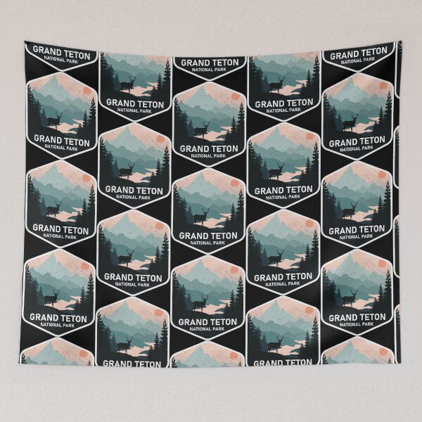 Item preview, Vintage Grand Teton National Park Deer Mountains Souvenir   designed and sold by SoftyPinkyShop.